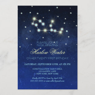 Virgo Constellation Birthday Party Invitation