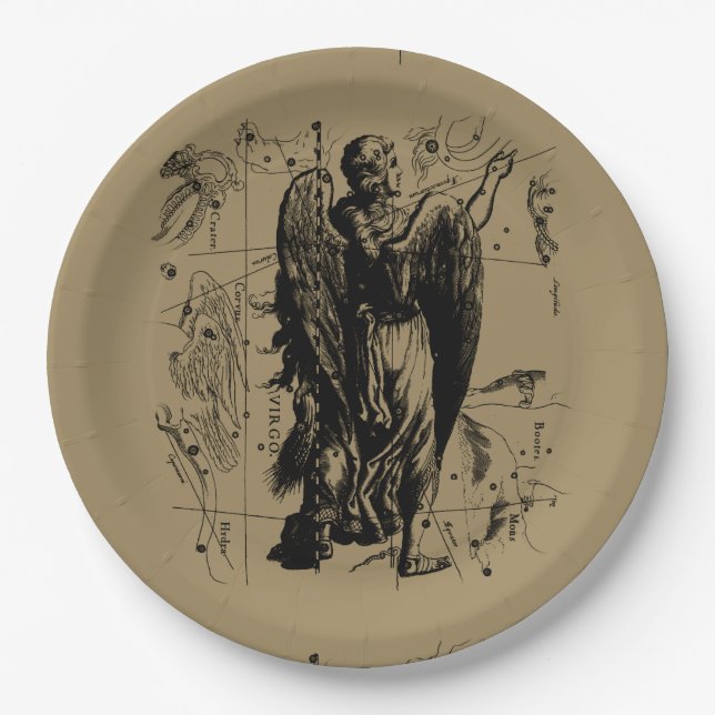 Virgo Constellation Hevelius 1690 Aug23 - Sept22 Paper Plate (Front)