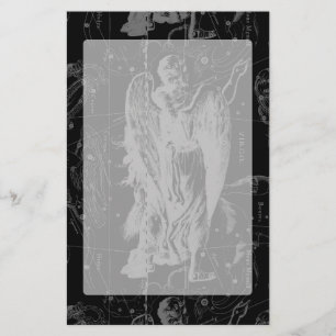 Virgo Constellation Hevelius 1690 on Black Stationery