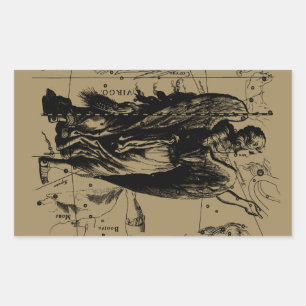 Virgo Constellation Hevelius Etching Style Rectangular Sticker