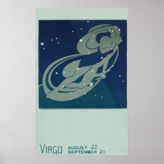 Virgo Constellation Vintage Zodiac Astrology Poster