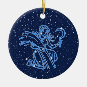 Virgo Constellation & Zodiac Sign with Stars Ceramic Tree Decoration