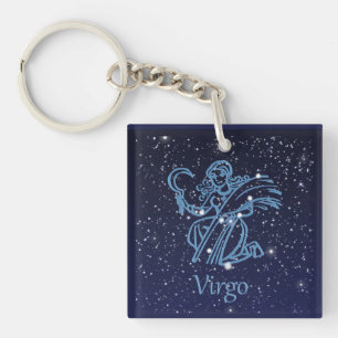 Virgo Constellation & Zodiac Sign with Stars Key Ring