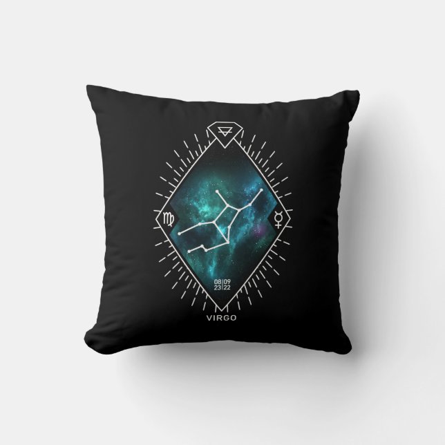 Virgo Constellation & Zodiac Symbol Cushion (Front)
