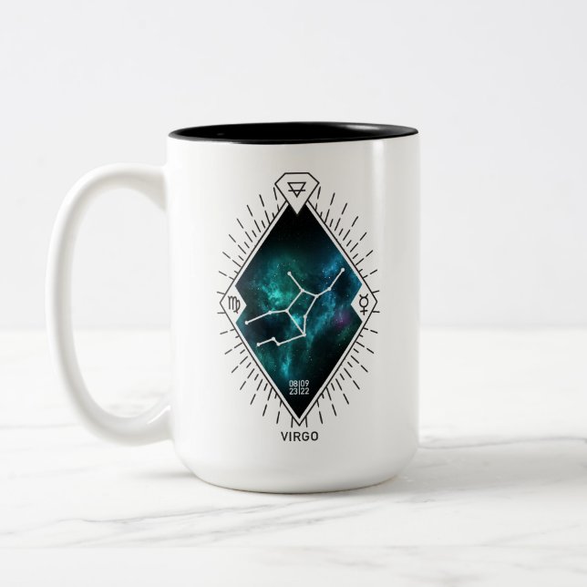 Virgo Constellation & Zodiac Symbol Two-Tone Coffee Mug (Left)