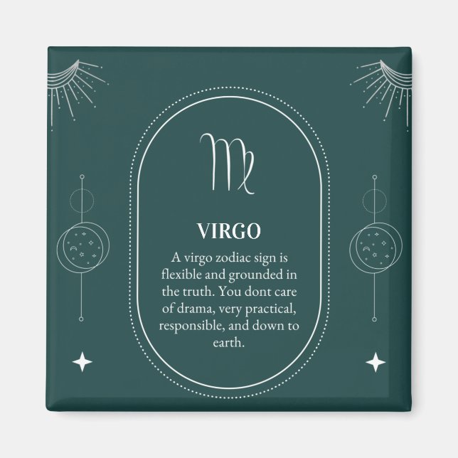 Virgo customise name 12 signs of the Zodiac Magnet (Front)