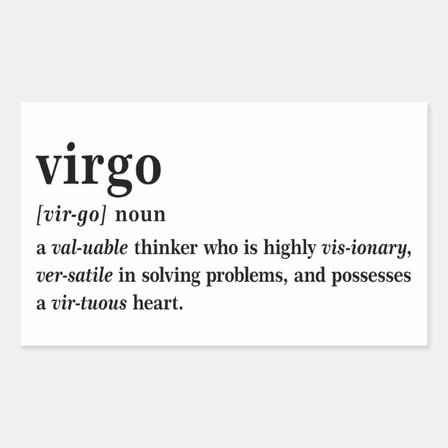 Virgo Definition Aesthetic Astrology Gift Rectangular Sticker (Front)