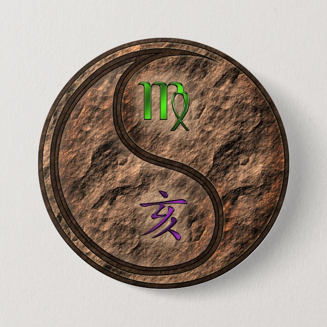 Virgo & Earth Boar 7.5 Cm Round Badge (Front)