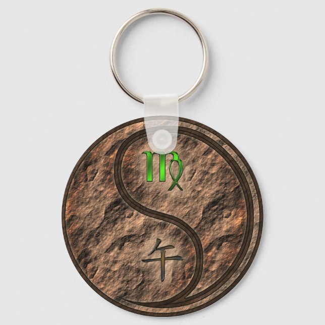 Virgo & Earth Horse Key Ring (Front)