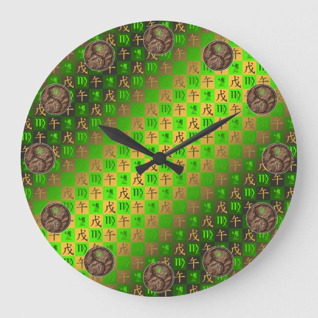 Virgo & Earth Horse Large Clock (Front)
