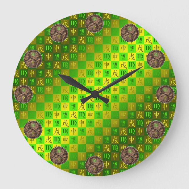 Virgo & Earth Monkey Large Clock (Front)
