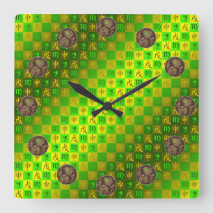 Virgo & Earth Monkey Square Wall Clock