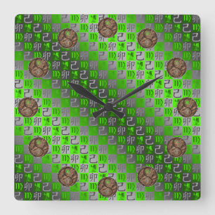 Virgo & Earth Rabbit Square Wall Clock