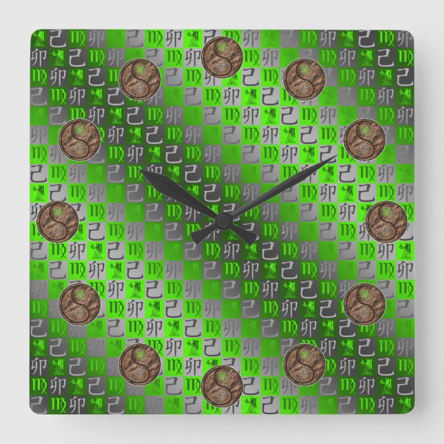 Virgo & Earth Rabbit Square Wall Clock (Front)