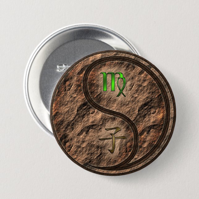 Virgo & Earth Rat 7.5 Cm Round Badge (Front & Back)