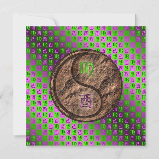 Virgo & Earth Rooster Card (Front)