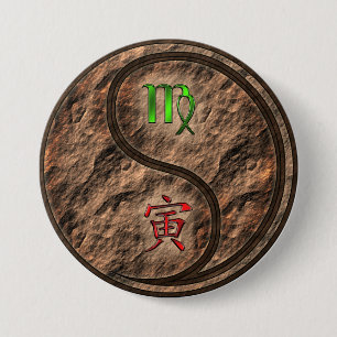 Virgo & Earth Tiger 7.5 Cm Round Badge