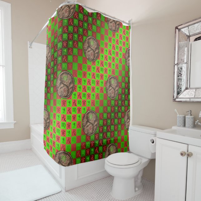 Virgo & Earth Tiger Shower Curtain (In Situ)
