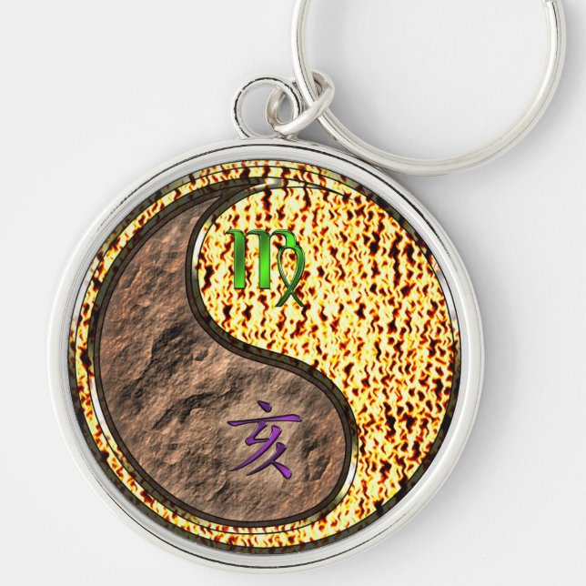 Virgo & Fire Boar Key Ring (Front)