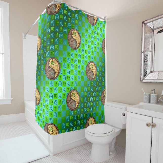 Virgo & Fire Dog Shower Curtain (In Situ)