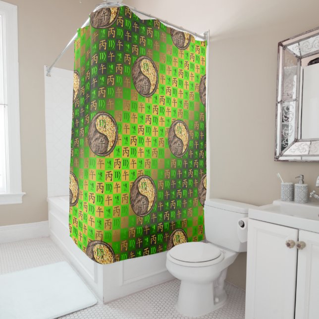 Virgo & Fire Horse Shower Curtain (In Situ)