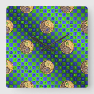 Virgo & Fire Ox Square Wall Clock