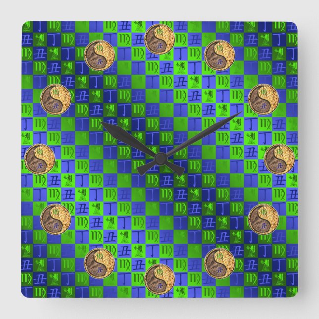 Virgo & Fire Ox Square Wall Clock (Front)