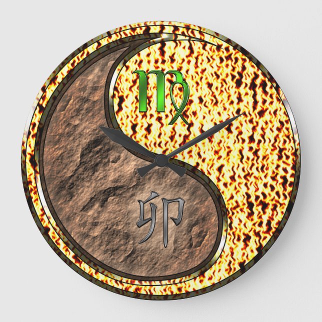 Virgo & Fire Rabbit Large Clock (Front)