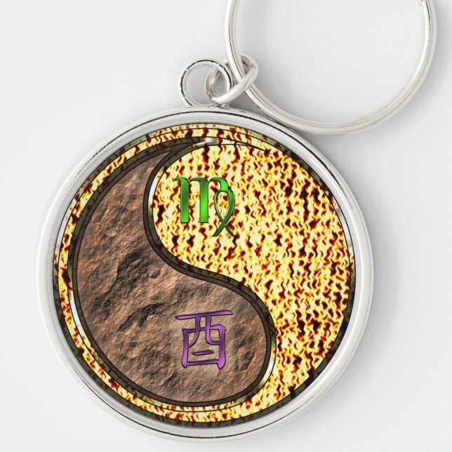 Virgo & Fire Rooster Key Ring (Front)