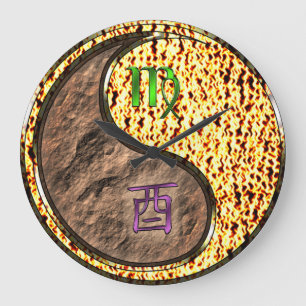 Virgo & Fire Rooster Large Clock