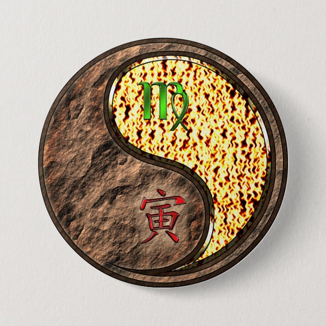 Virgo & Fire Tiger 7.5 Cm Round Badge (Front)