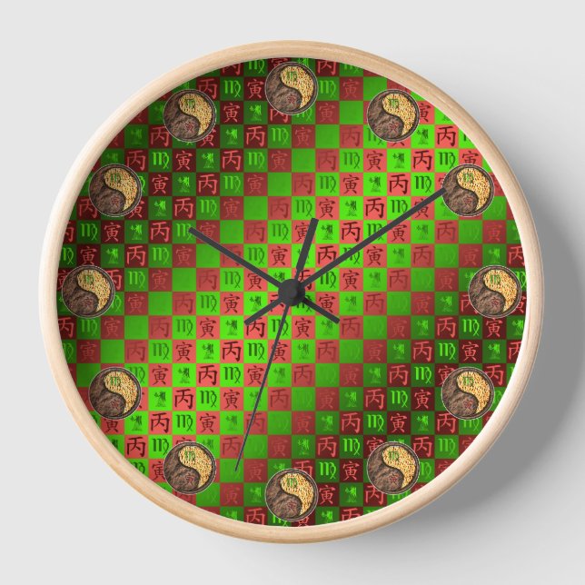Virgo & Fire Tiger Clock (Front)