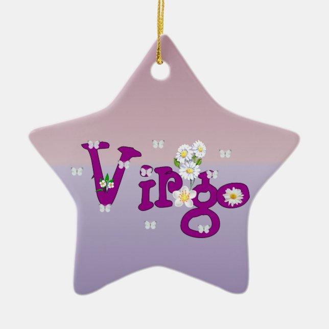 Virgo Flowers Ceramic Tree Decoration (Front)