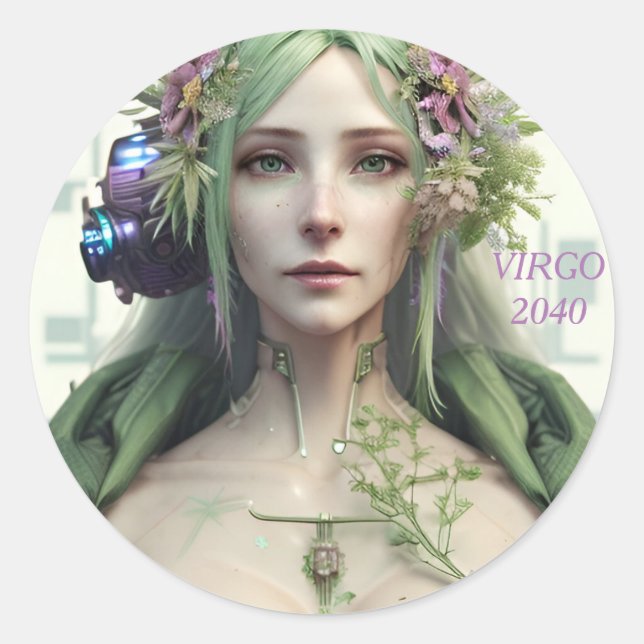 Virgo Futuristic Zodiac Collection  Classic Round Sticker (Front)