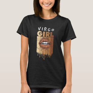 Virgo Girl Birthday Dripping Lips Melanin Afro Bla T-Shirt