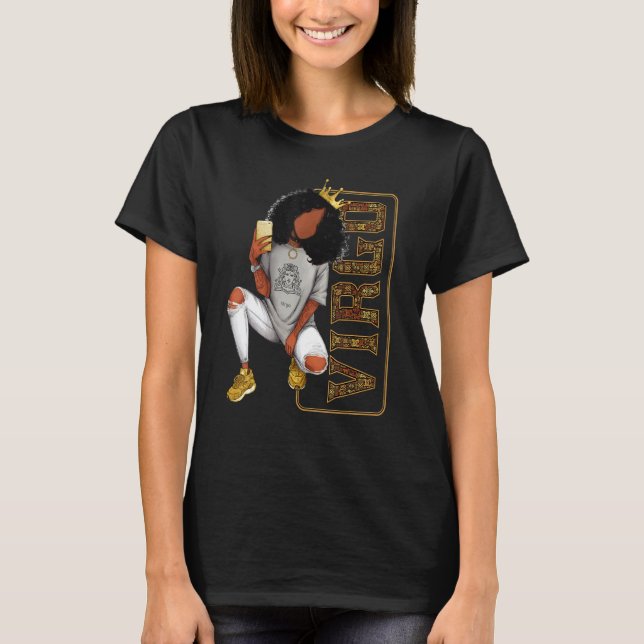 Virgo Girl   For Black Women Melanin Afro Queen T-Shirt (Front)