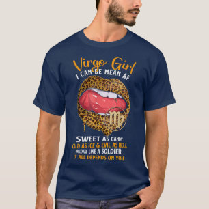 Virgo Girl Zodiac Sign Sweet As Candy Leopard Lip T-Shirt
