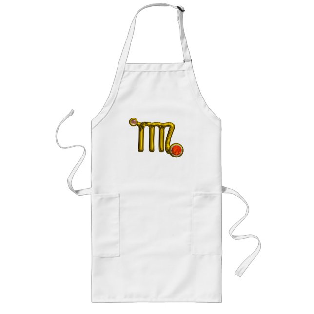VIRGO / GOLD ,GREY ORANGE AGATE ZODIAC SIGN JEWEL LONG APRON (Front)