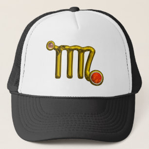 VIRGO / GOLD ORANGE AGATE ZODIAC SIGN JEWEL TRUCKER HAT