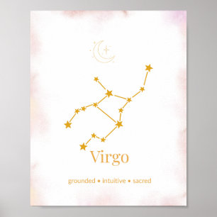 Virgo Gold Zodiac Wall Art – Celestial Constellati