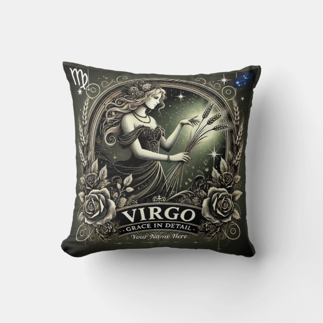 Virgo “Grace in Detail” Throw Pillow (Front)