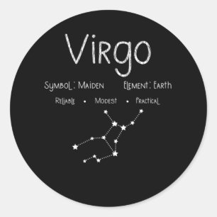 Virgo Horoscope Astrology Star Sign Birthday Gift Classic Round Sticker