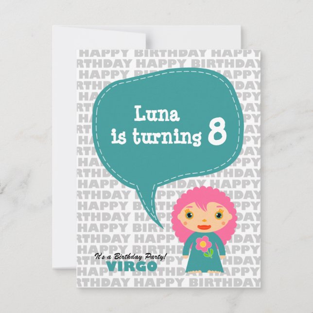 Virgo Kids Party Invitation (Front)