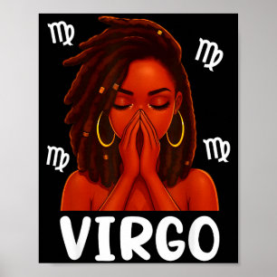 Virgo Loc'd Black Woman Pray Christian Zodiac Birt Poster