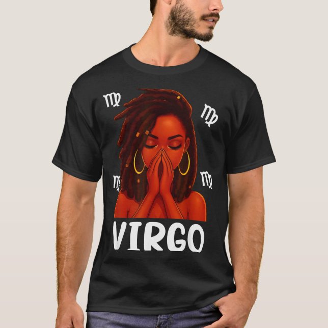 Virgo Loc'd Black Woman Pray Christian Zodiac Birt T-Shirt (Front)