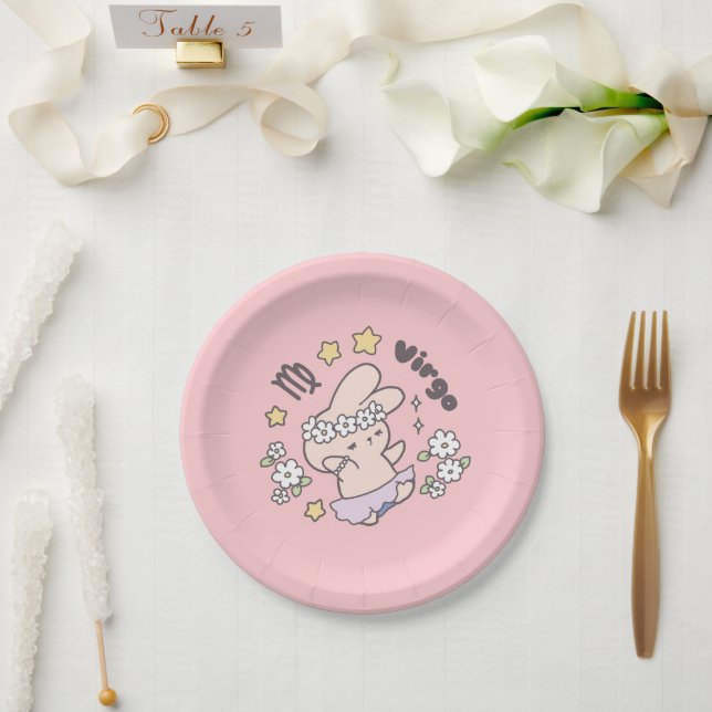 Virgo Loppi Tokki Bunny Zodiac Series Paper Plate (Wedding)