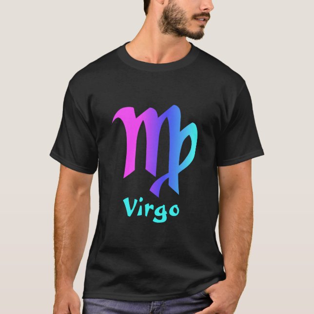 Virgo Magenta Blue Aqua Zodiac Sign T-Shirt (Front)