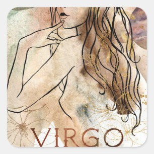 Virgo Maiden Earth sign astrological symbol gold Square Sticker