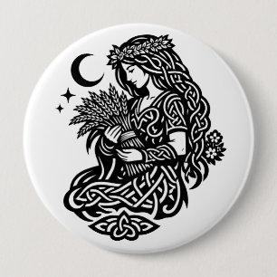 Virgo Maiden Sigil — Earthbound Zodiac Inkwork 10 Cm Round Badge