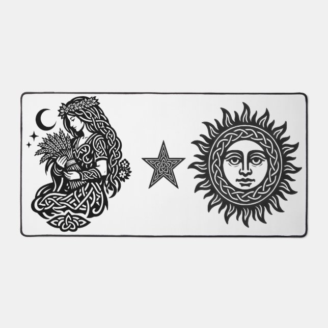 Virgo Maiden Sigil — Earthbound Zodiac Inkwork Desk Mat (Front)